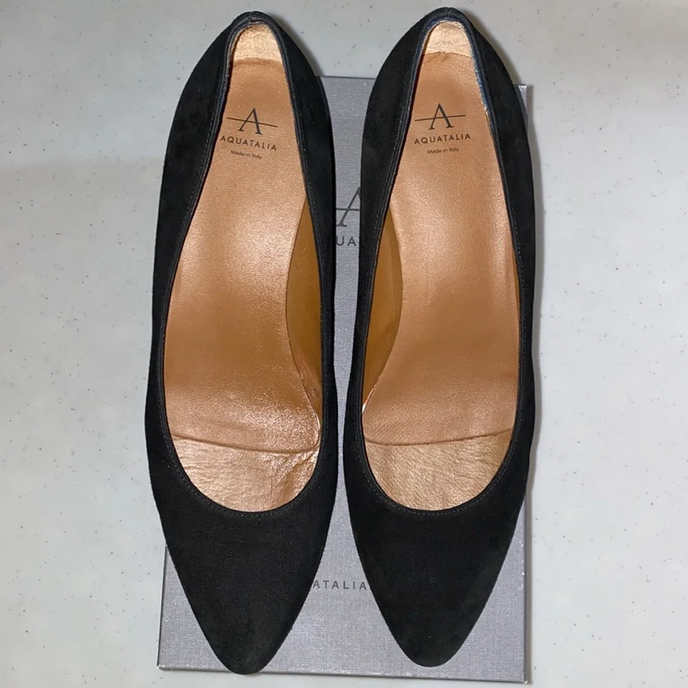 Black Suede Shoes Pasha Pump, Size 10.5